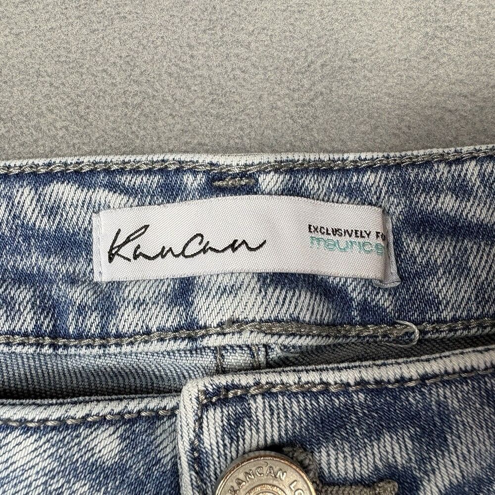 Kancan Size 32 Lounge Acid Wash Straight Leg Raw Hem Jeans Cropped Retro Boho - Picture 5 of 9